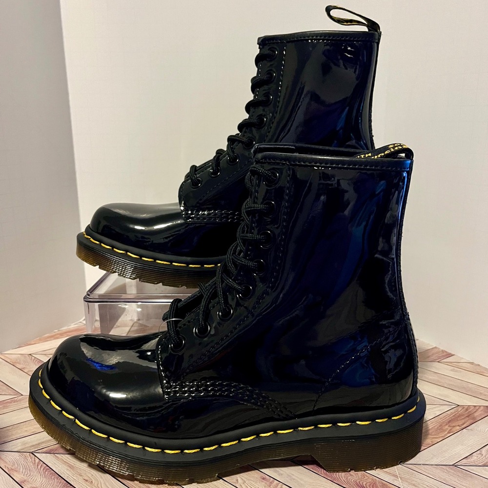 Dr Martens 1460 Patent Lamper Leather Boots‎ Men 5 Women 6 Black 8-Eye Combat